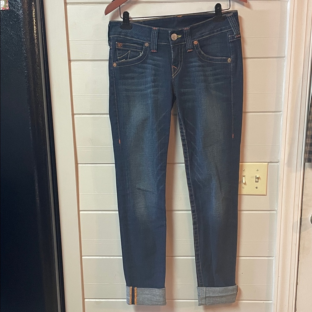 True Religion Skinny Low Rise Selvedge Denim Jeans Long Size 29.